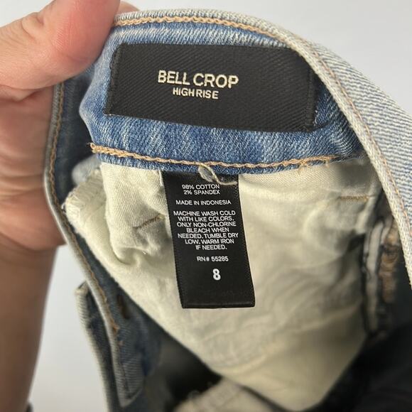 Express Bell crop high rise distressed raw hem hanker crop jeans size 8 - Picture 11 of 12